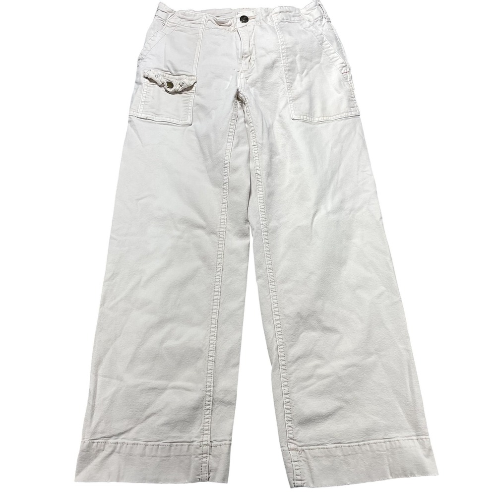 Pilcro Pants Womens 26 White Twill Straight Leg Chino Cargo Pockets Casual